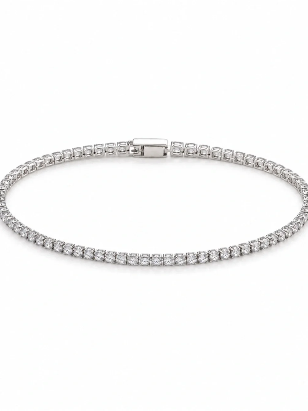 Silver Dainty Crystal Tennis Bracelet 6.5